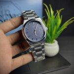 Tissot PRX - blue with white straps and blue dialer close view