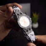 Women watch diamond dial white with close side view