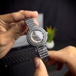 Women watch circle black with wrist view
