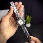 Women watch circle white with open straps and front view