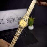 Women watch hex golden with golden straps