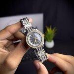Women watch two tone black front side with black straps
