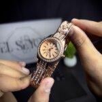 Women watch hexicle rose-gold front wrist view