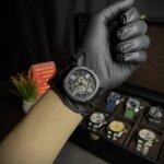 Daniel powter automatic movement wrist view with black straps & dialer