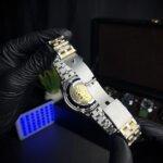 Rolex automatic movement two tone back view with straps & black pin lock