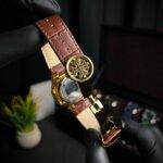 Patek phillippe Geneve back view with lock & brown straps