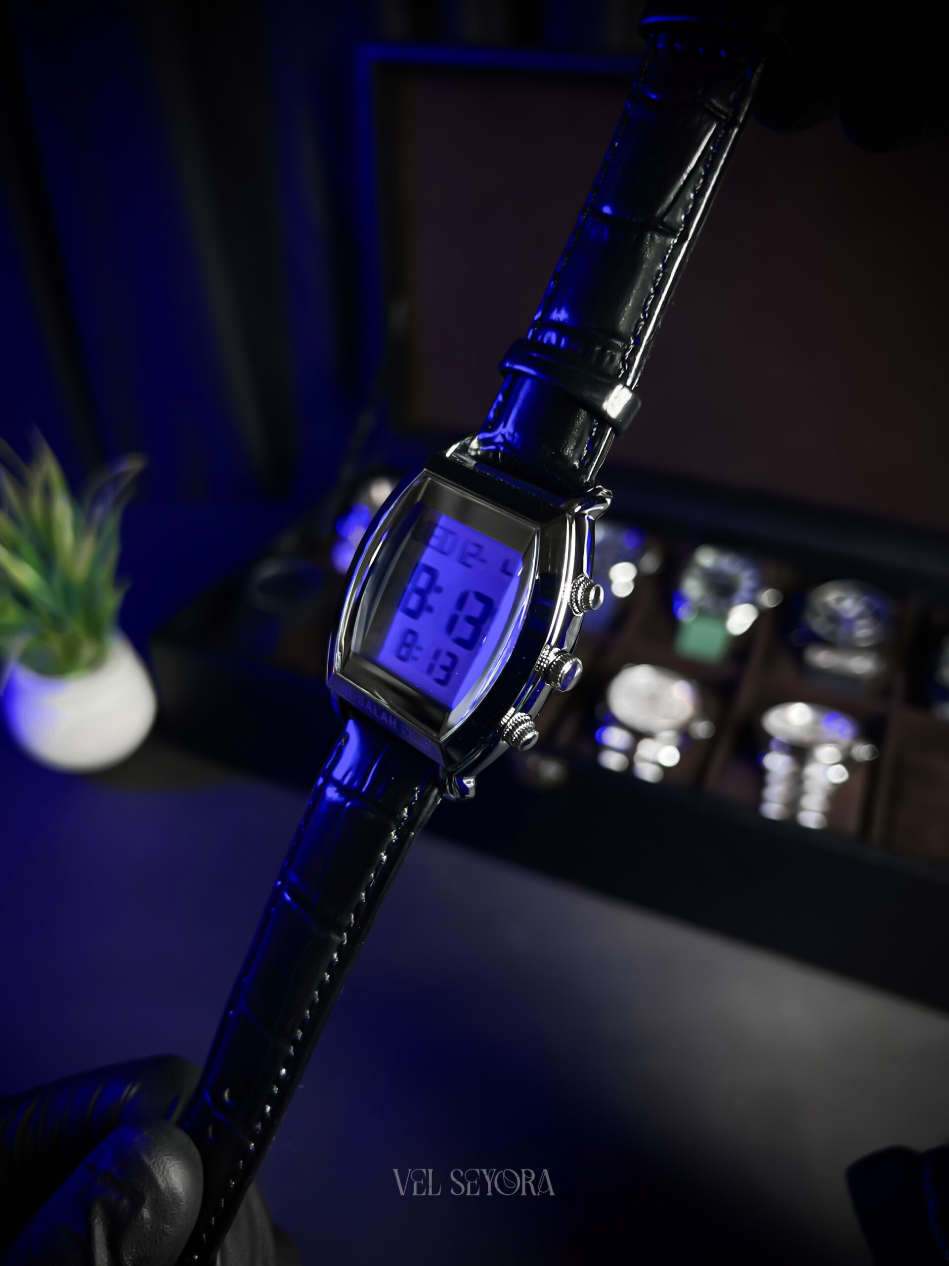 Al-Salah digital watch silver dial